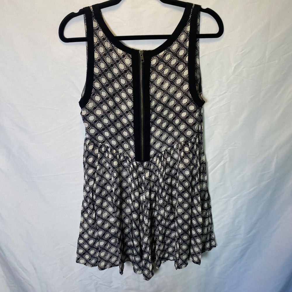 Free People Mini Dress Womens Small Black White Sunburst Boho Festival Sundress - Picture 3 of 8